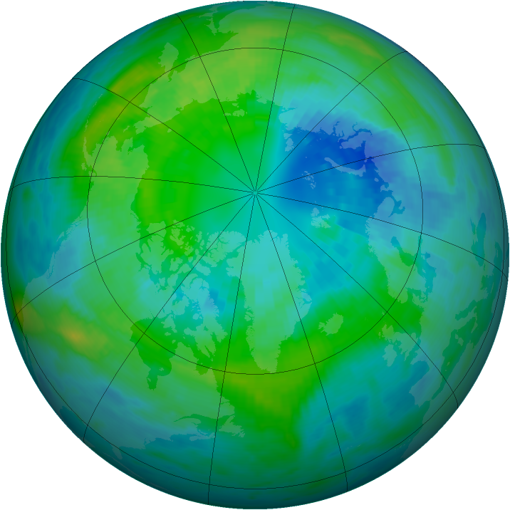 Arctic ozone map for 09 October 1985